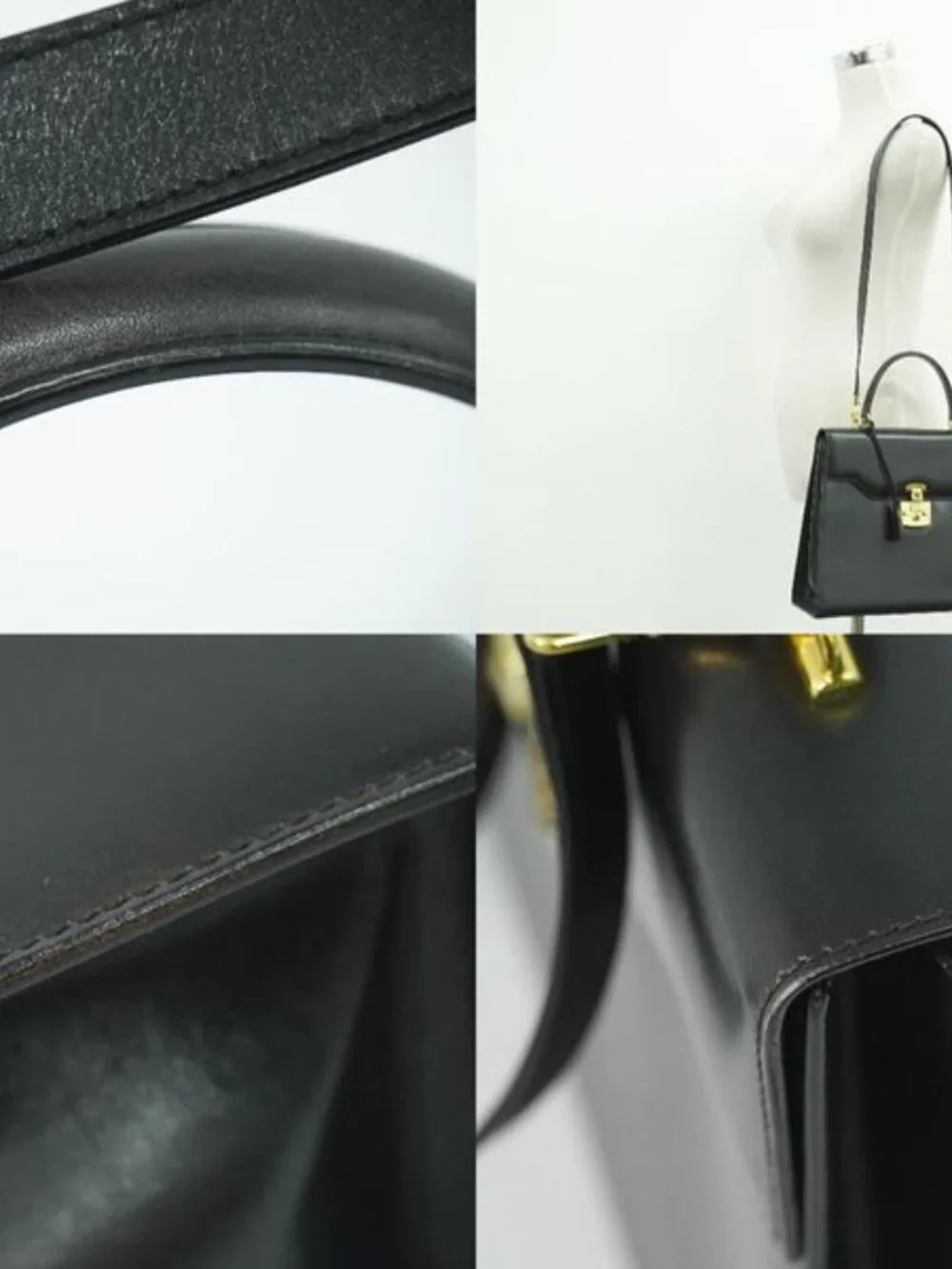 ★SOLD★ Gucci Lock 2-Way Shoulder Bag Leather Black Outside - Picture 6 of 9